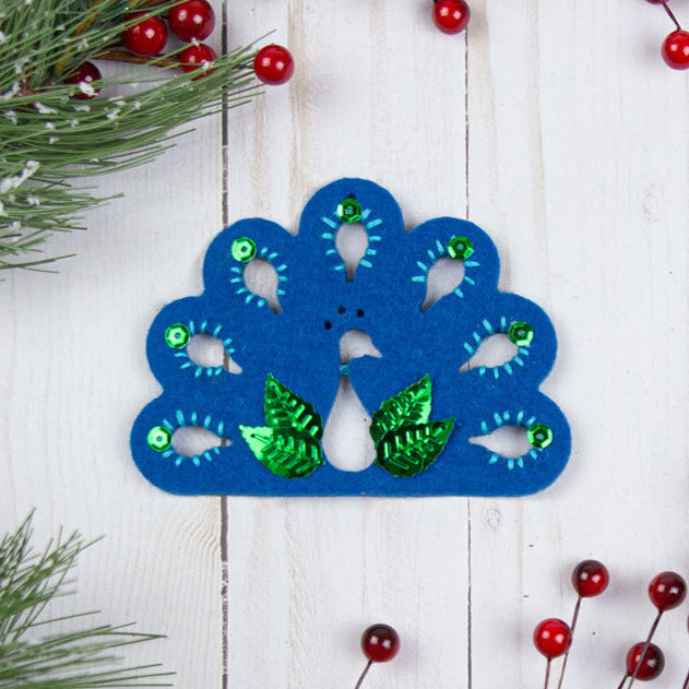 Wool Felt Charm - Peacock