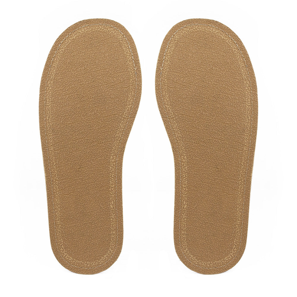 A pair of rubber sole slippers — Non slip slippers for elderly — Beige non marking sole